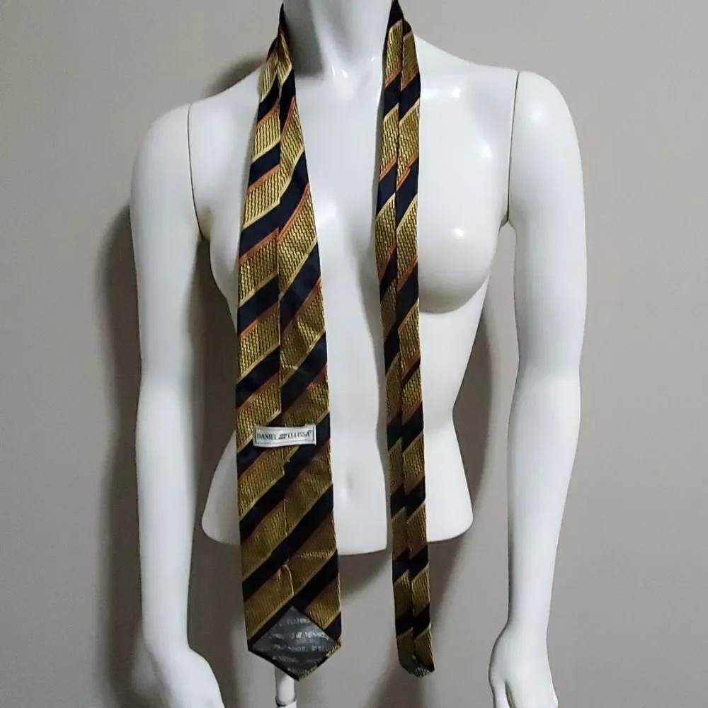 Daniel Ellissa Blue & Yellow Striped Silk Tie